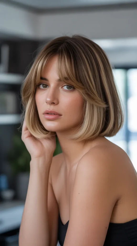 Long Bob with Curtain Bangs and Flipped Ends