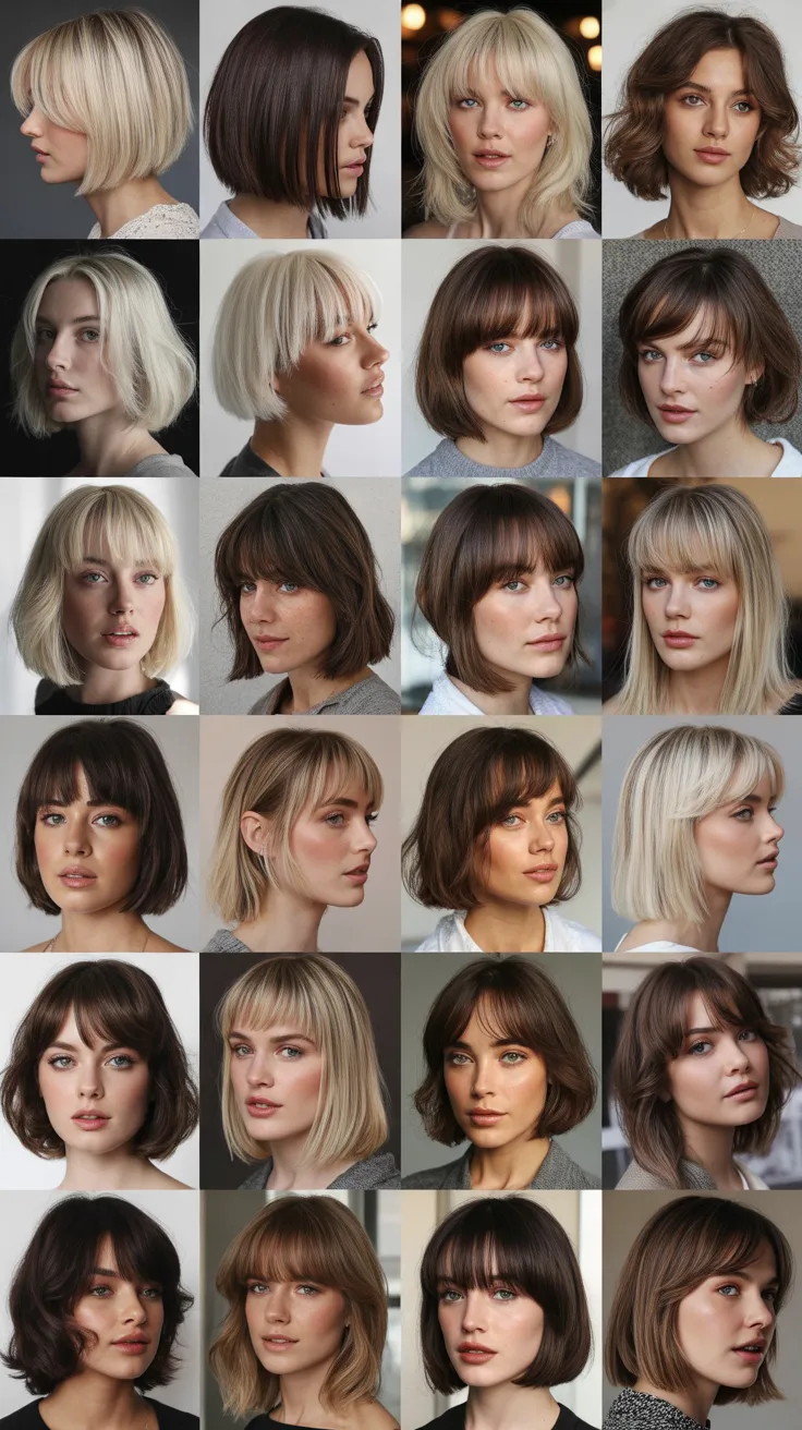32 Modern Long Bob with Bangs for Round Faces