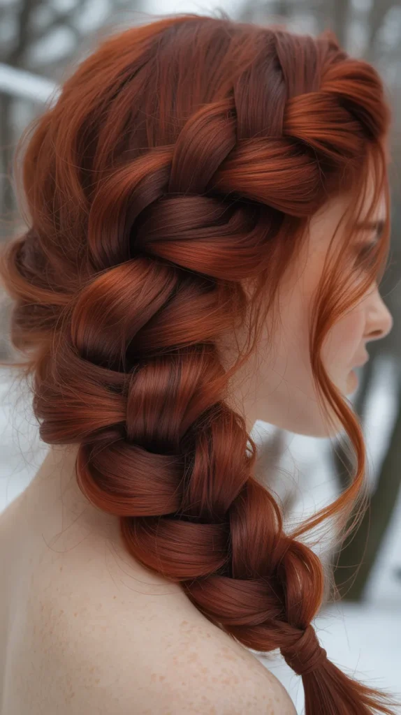  Twisted Side Braid with Auburn Red