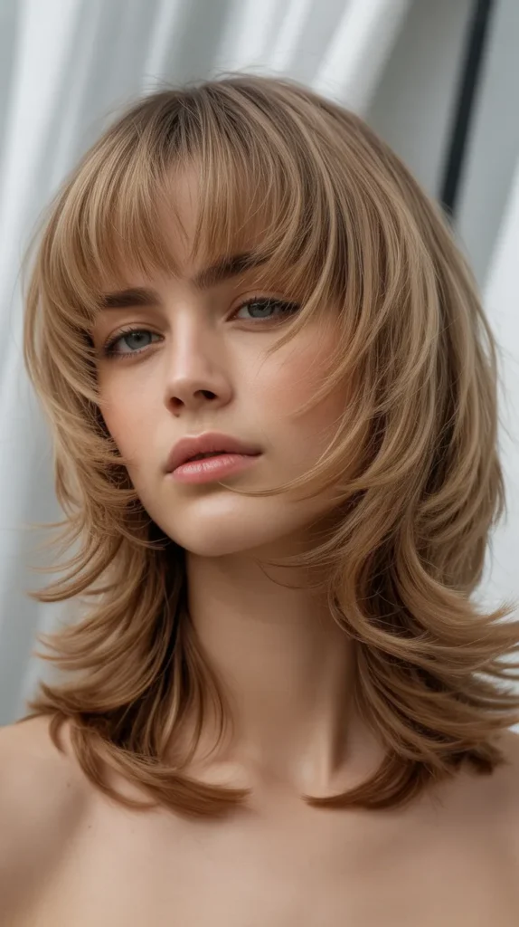 Shaggy Long Bob with Textured Bangs