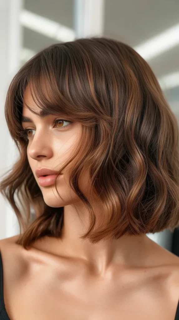 Tousled Long Bob with Curtain Bangs