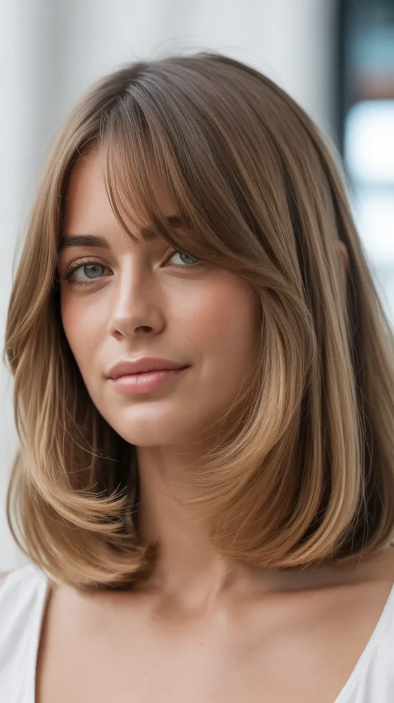 Long Bob with Curtain Bangs and Air-Dried Texture