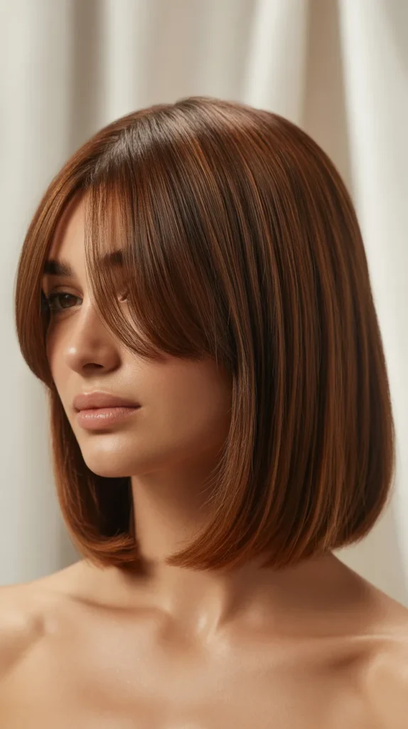 Long Bob with Side-Swept Curtain Bangs