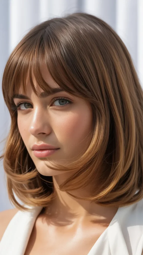 Long Bob with Curtain Bangs and Modern Fringe Blend