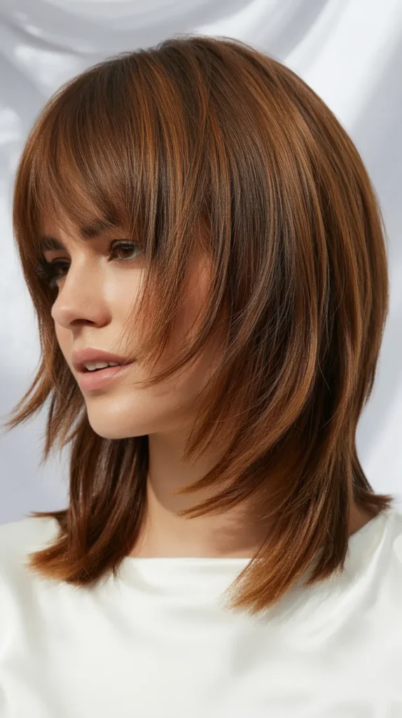 Shaggy Long Bob with Feathered Bangs and Razored Layers