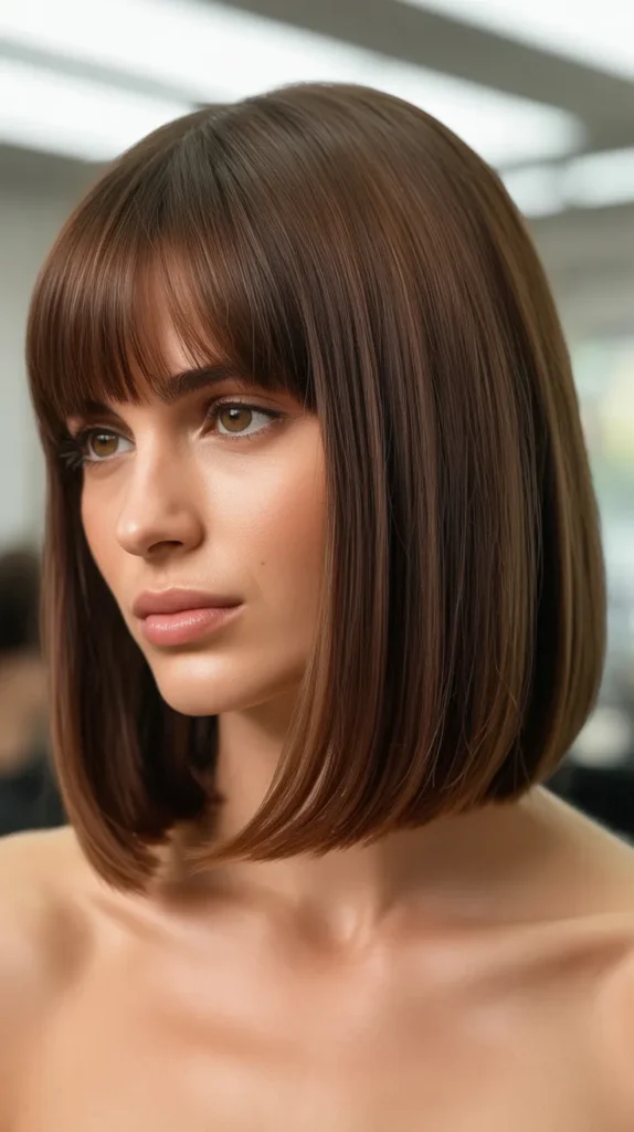 Long Bob with Curtain Bangs and Hidden Undercut
