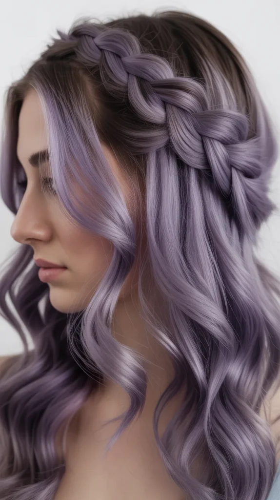  Braided Half-Up Style with Smoky Lilac