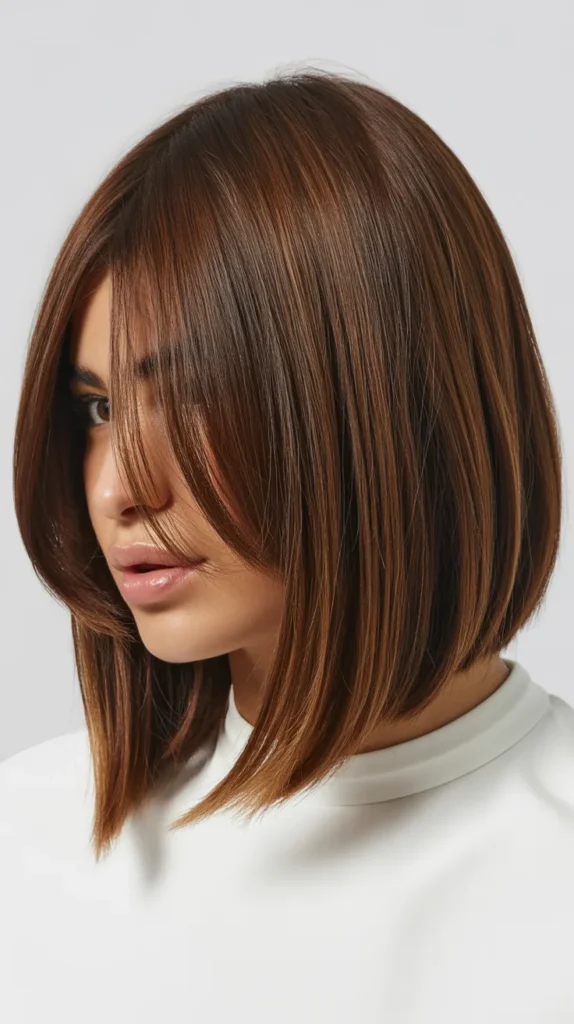 Long Bob with Peek-a-Boo Bangs and Hidden Layers