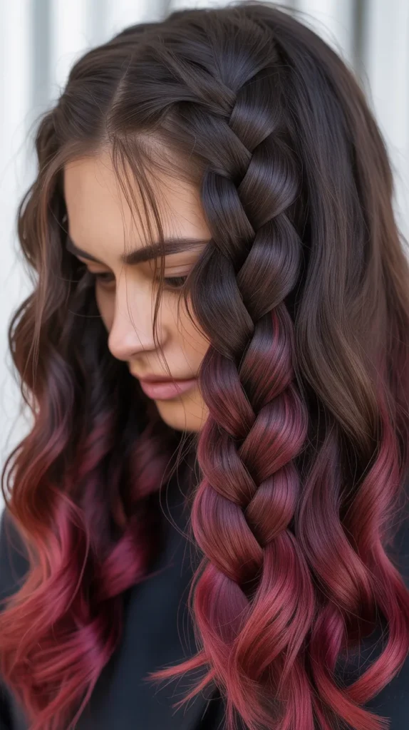 Boxer Braids with Burgundy Ombre