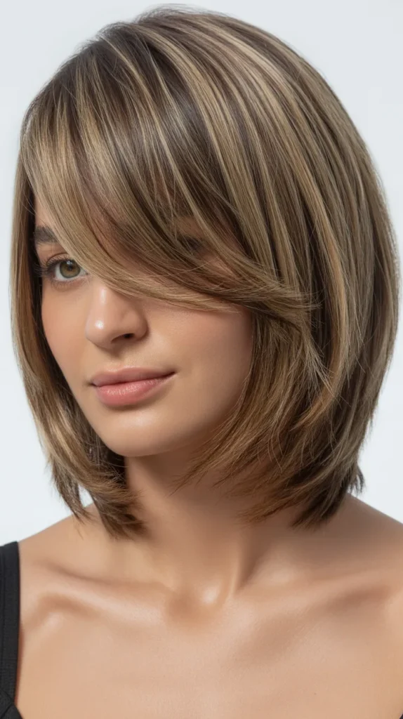 Textured Long Bob with Long Side Bangs