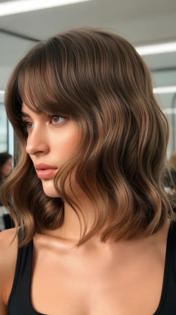 Wavy Long Bob with Curtain Bangs