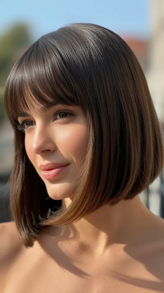 Long Bob with Curtain Bangs and Face-Framing Layers