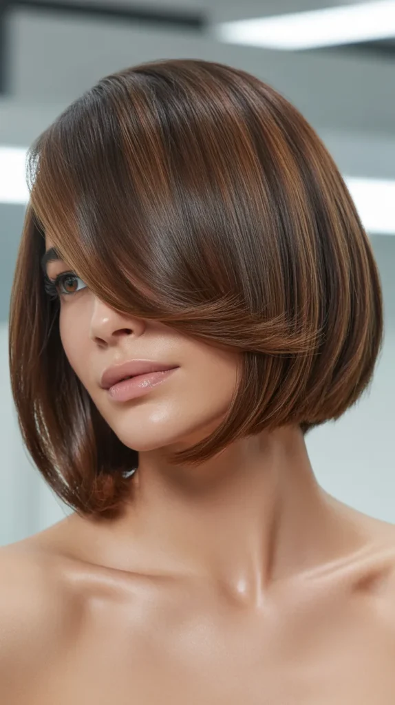  Inverted Long Bob with Side Bangs and Angled Layers