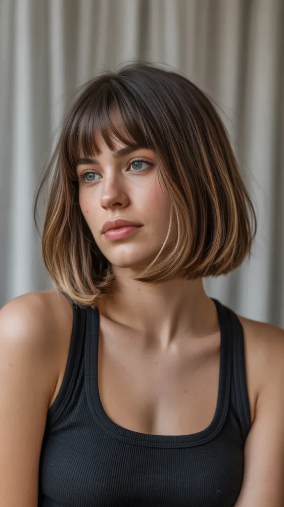 Layered Long Bob with Curtain Bangs