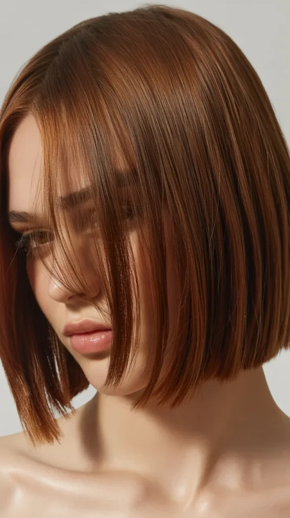 Sleek Long Bob with Wispy Fringe