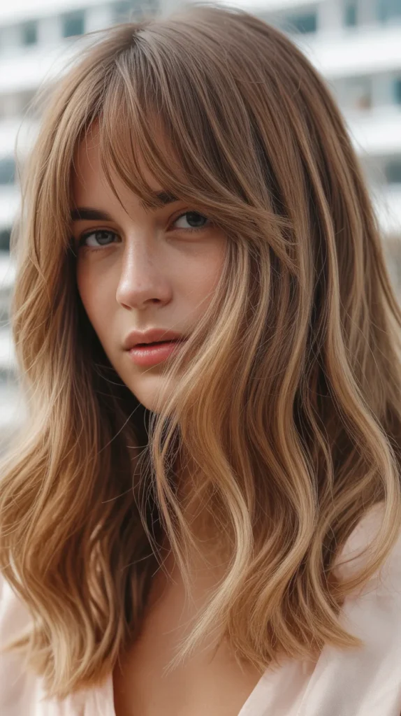Beachy Long Bob with Brow-Skimming Bangs