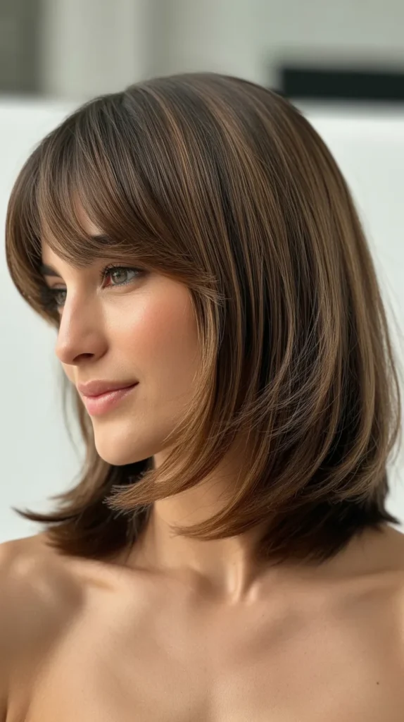 Shaggy Bob with Curtain Bangs and Side Part