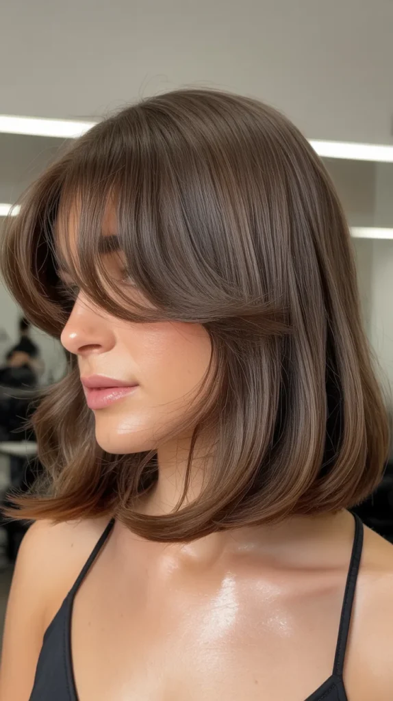 Long Bob with Curtain Bangs and Subtle Layers