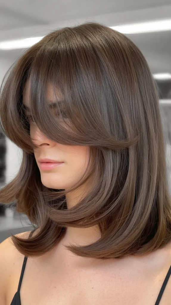 Long Bob with Curtain Bangs and Dramatic Layers