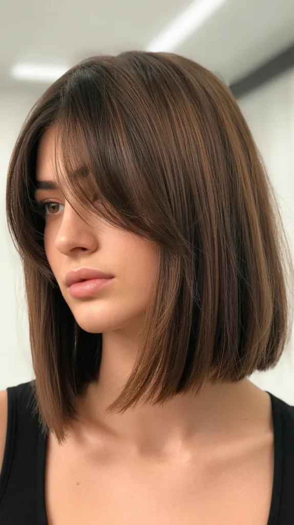 Razored Long Bob with Bardot Bangs