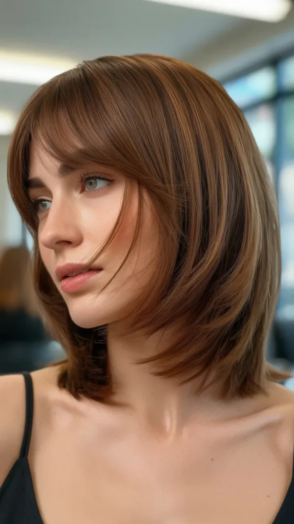 Layered Long Bob with Feathered Bangs