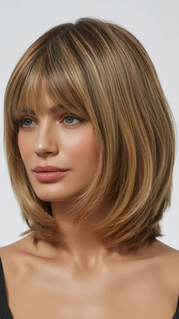 Shaggy Bob with Curtain Bangs and Face-Framing Layers