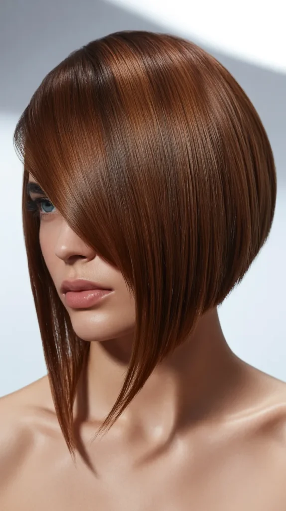 Angled Long Bob with Side-Swept Bangs