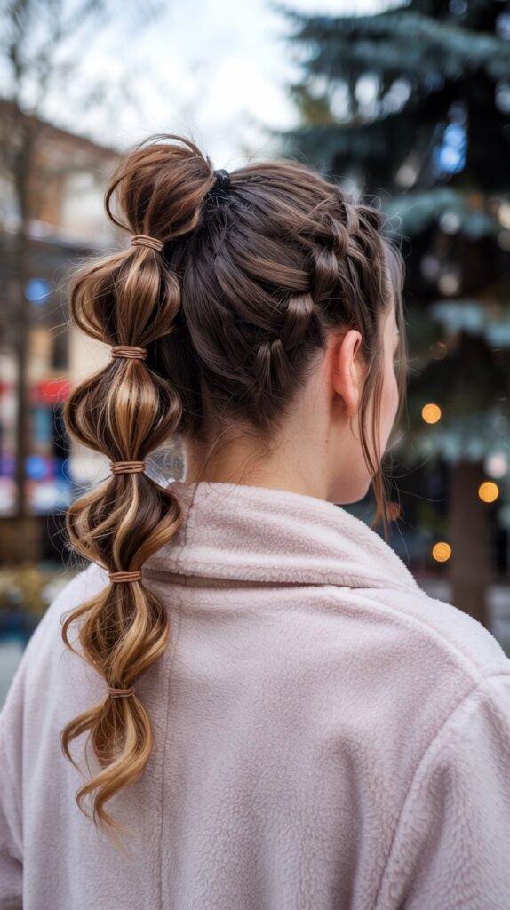 33 Easy Winter Hair Braids You'll Love 14 Bubble Braid Ponytail