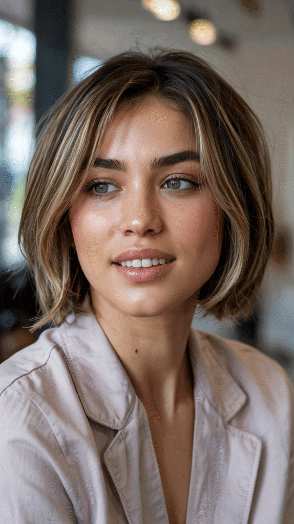 Choppy Bob with Layered Crown and Wispy Fringe