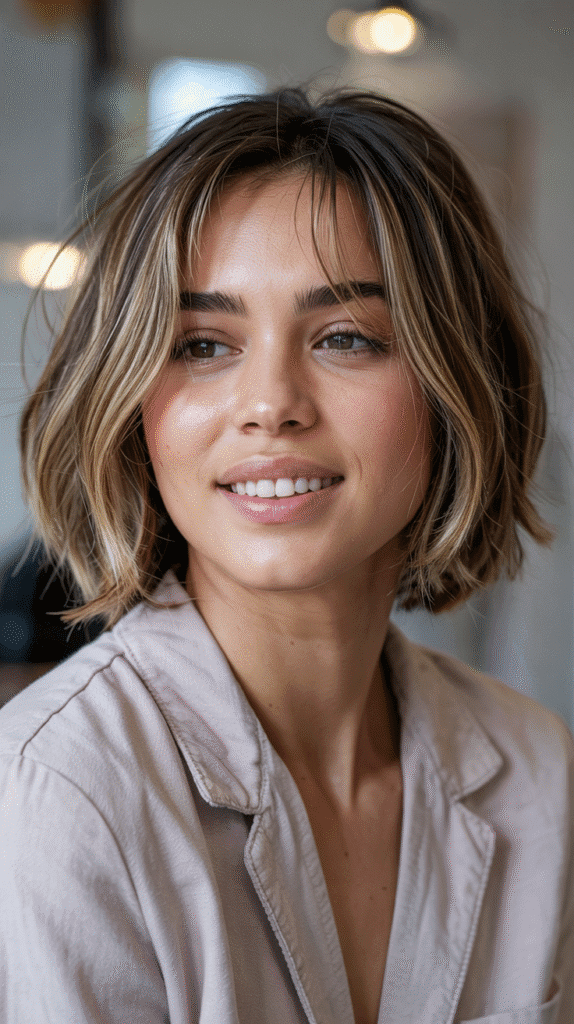 Choppy Bob with Razored Ends and Wispy Bangs