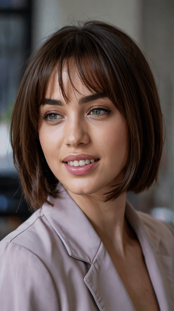 Choppy Bob with Beveled Ends and Full Fringe