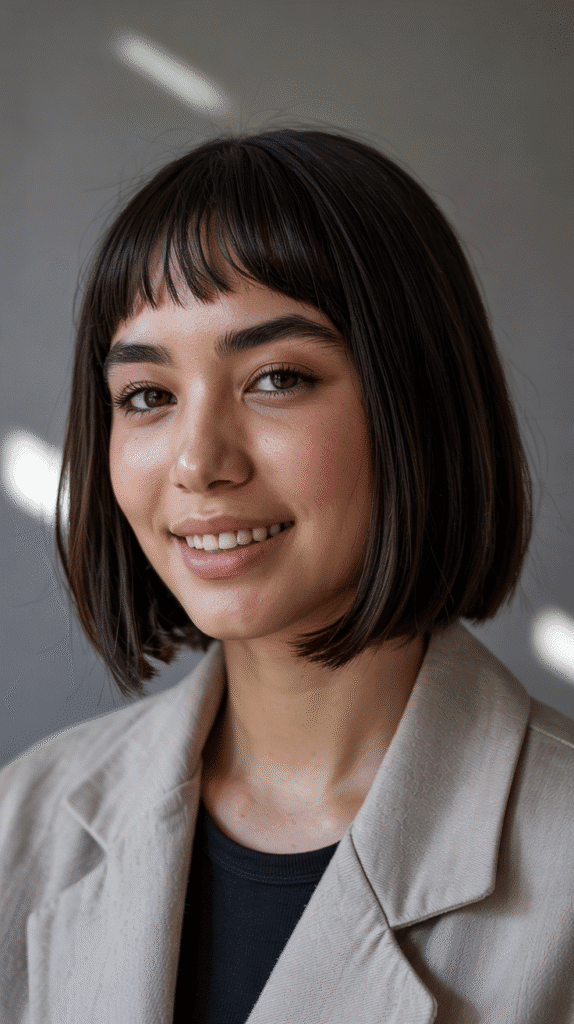  Inverted Choppy Bob with Blunt Bangs
