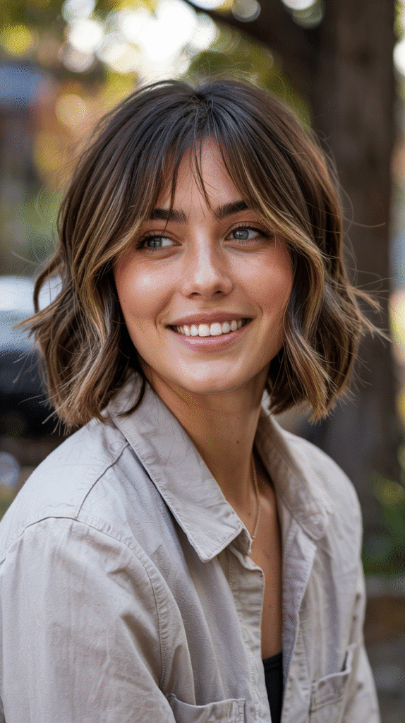  Layered Choppy Bob with Curtain Bangs
