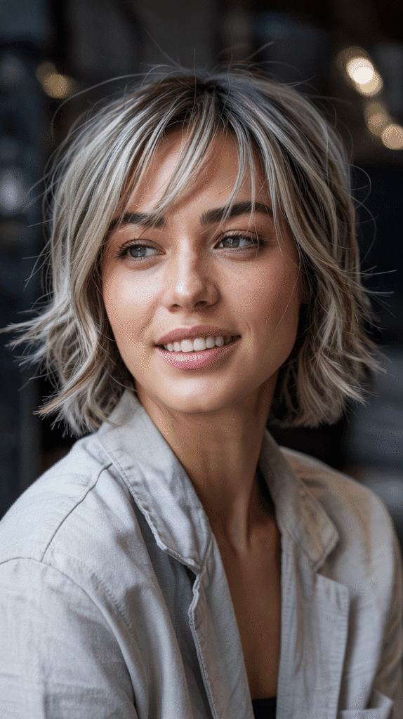 Textured Choppy Bob with Piecey Bangs