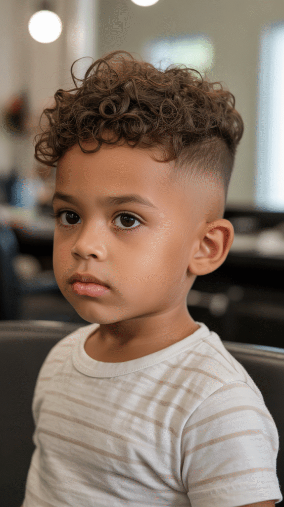 23 Toddler Boy Fade Haircuts That Are Totally Adorable 18 Curly Top with Taper Fade