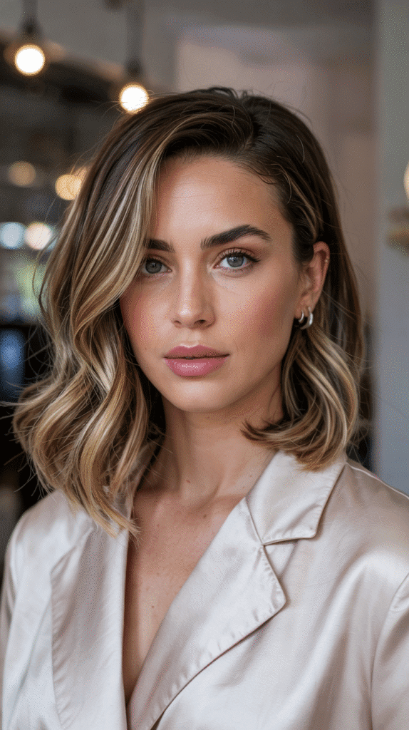 Side-Parted Layered Long Bob