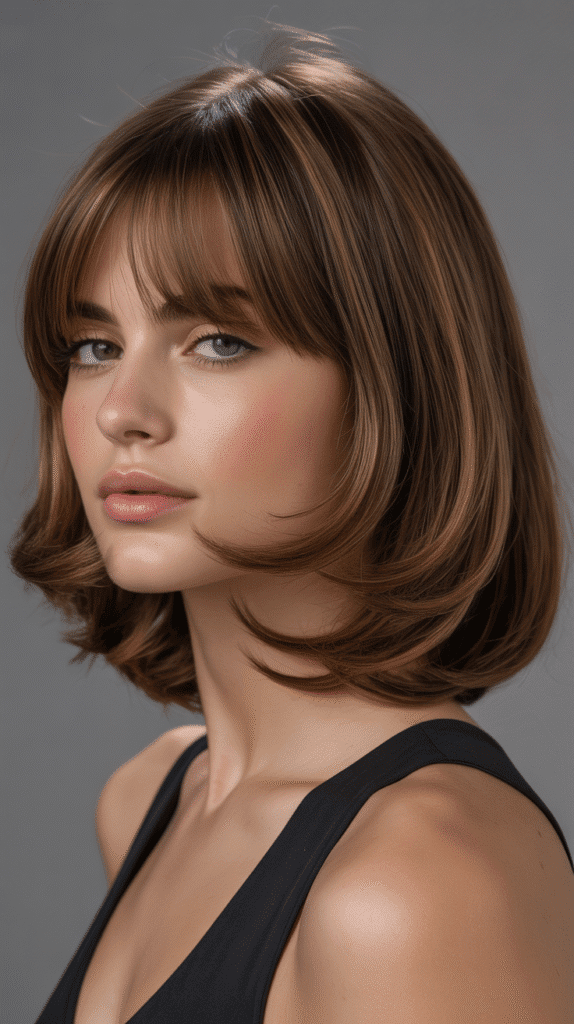 30 Stunning Long Bob with Curtain Bangs Ideas 25 Long Bob with Curtain Bangs and Flipped Ends
