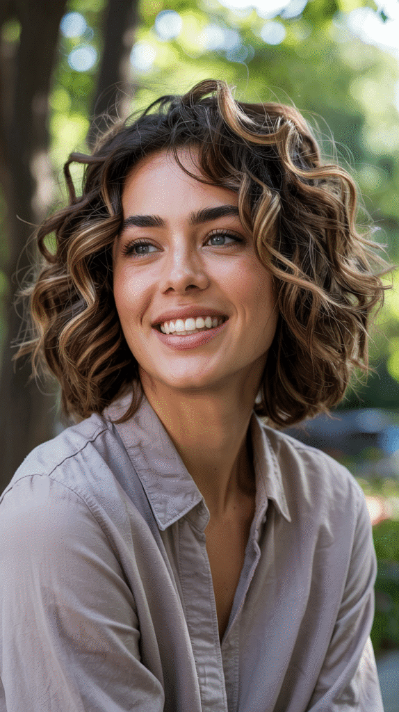 Curly Long Bob with Layered Definition