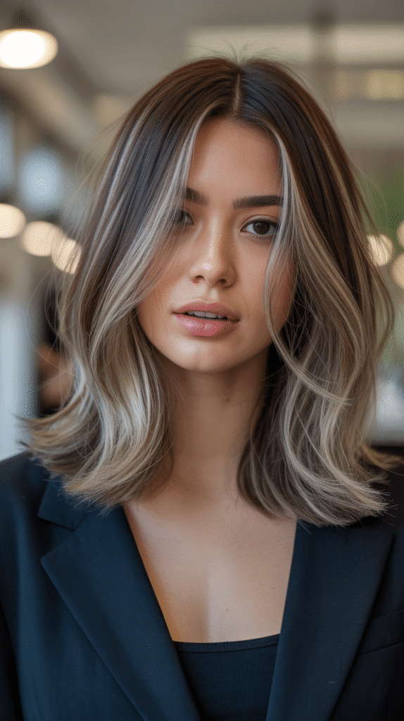 30 Chic Long Bob Haircuts for Women 16 Long Bob with Baby Lights