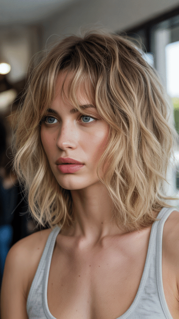 30 Stunning Long Bob with Curtain Bangs Ideas 15 Tousled Long Bob with Curtain Bangs