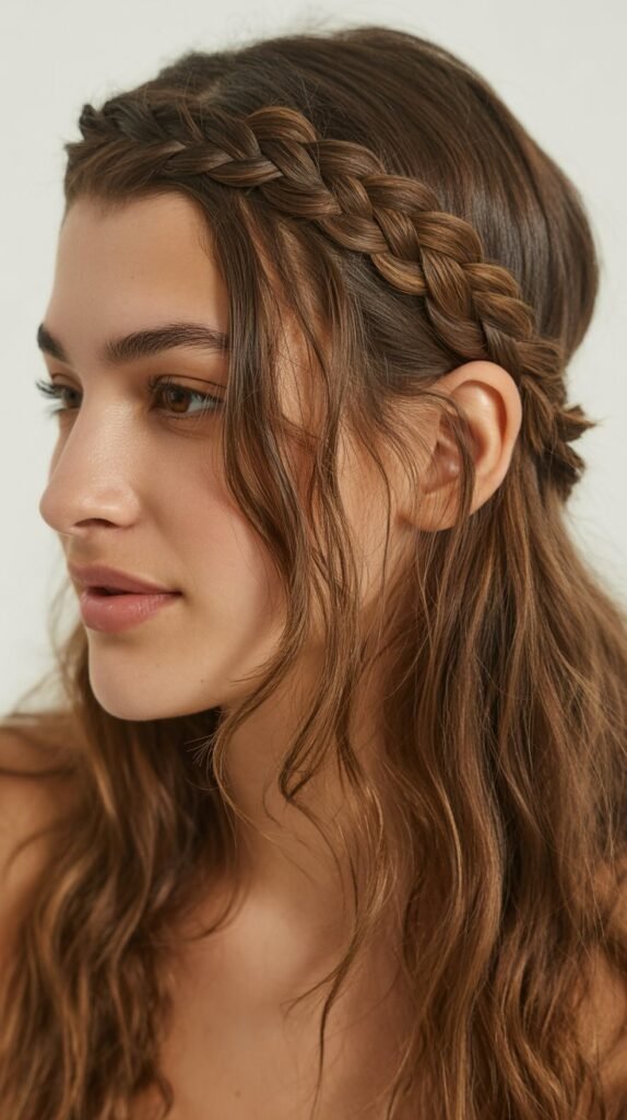 Braided Headband with Loose Hair