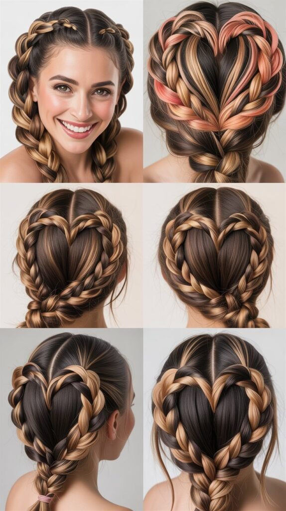 Heart-Shaped Braid Patterns with Caramel Outlines