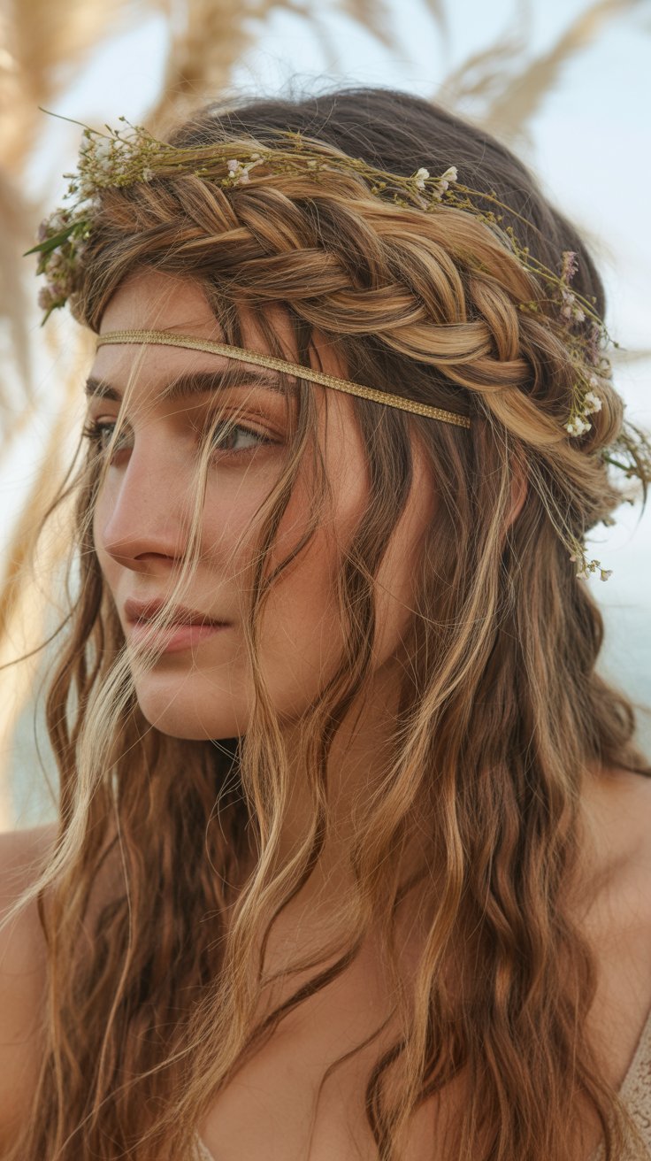 Bohemian Braided Crown with Thin Headband