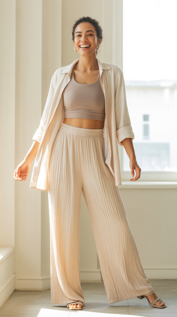 Wide-Leg Pants and Crop Top