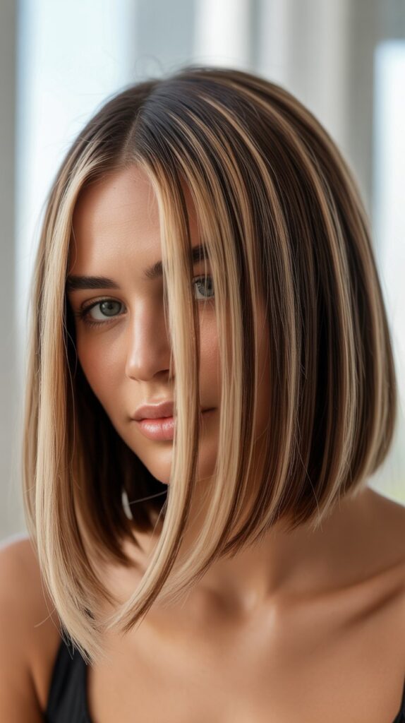 33 Chic Balayage Angled Bob Hairstyles 20 Balayage Bob with Money Pieces