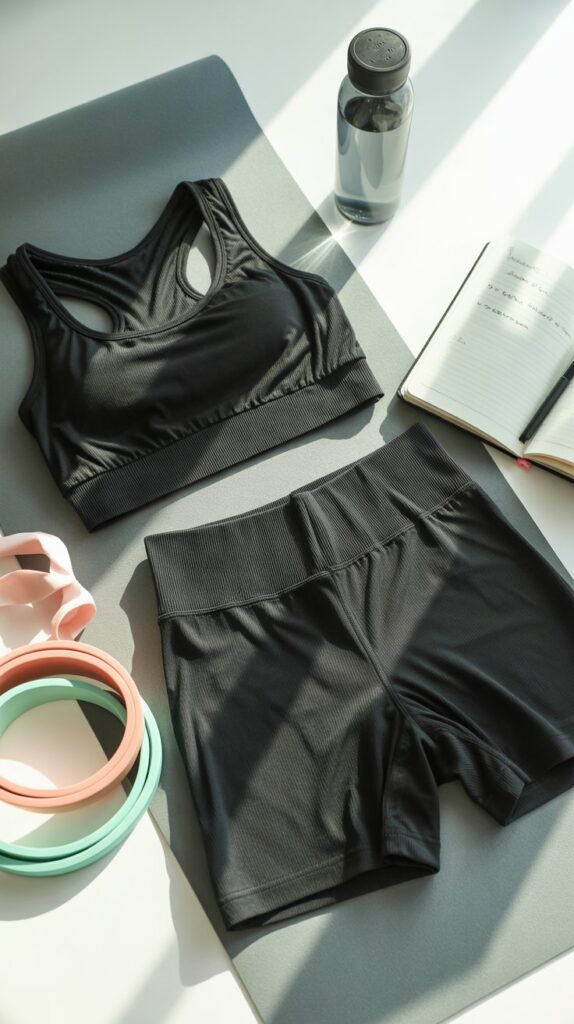 26 Aesthetic Self Care Sunday Outfit Inspirations 23 Coordinated Biker Shorts and Sports Bra