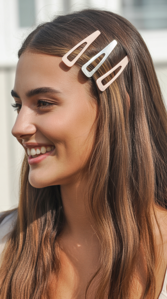 Straight Hair with Hair Clips