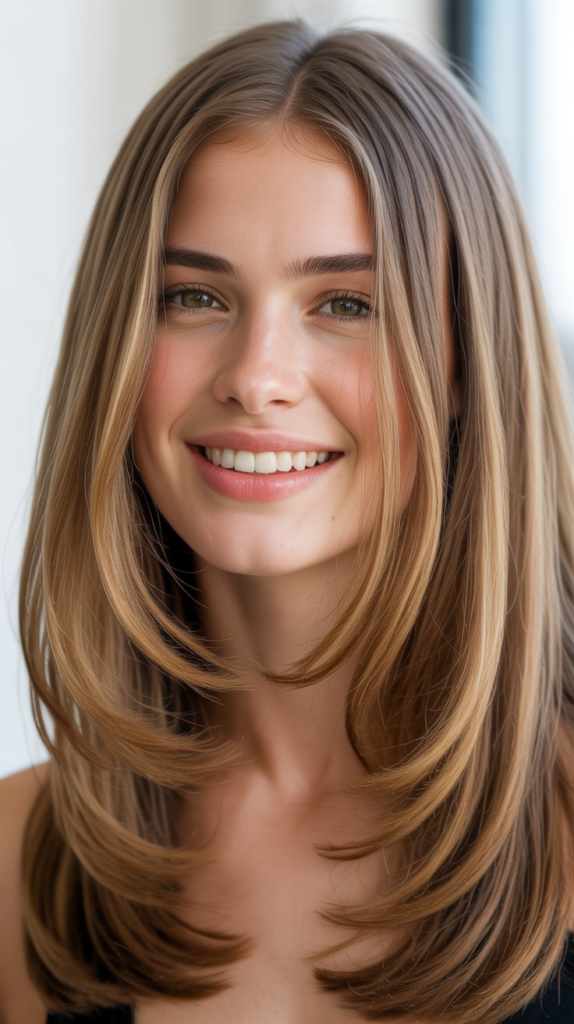 Straight Hair with Face-Framing Layers Emphasized