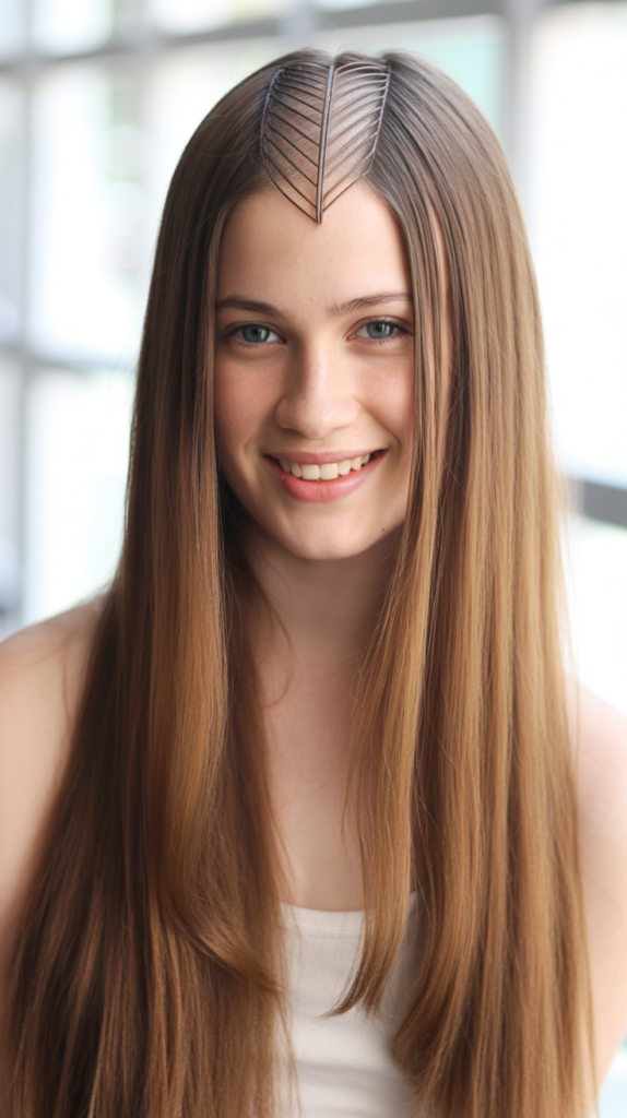 Straight Hair with Zigzag Part