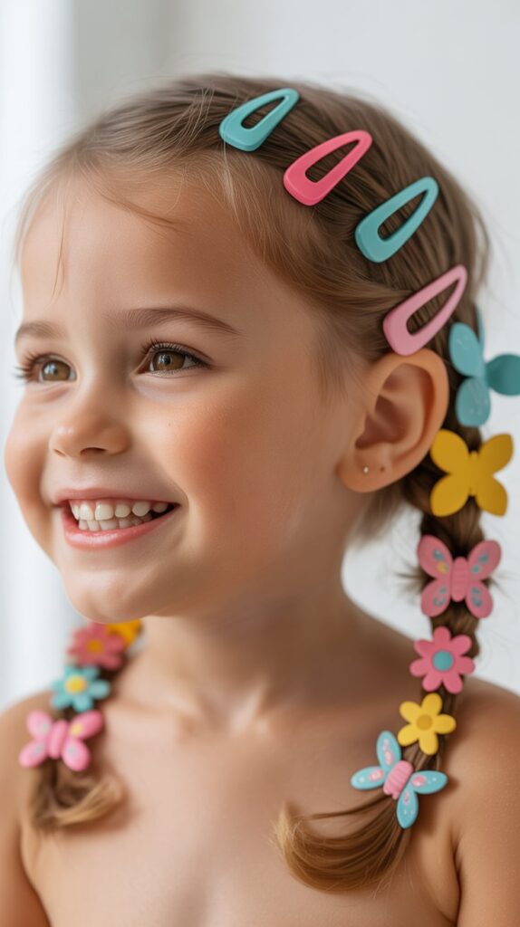 33 Adorable Kids' Hair Ideas That Keep Hair Out of the Face 17 Side-Swept with Clips